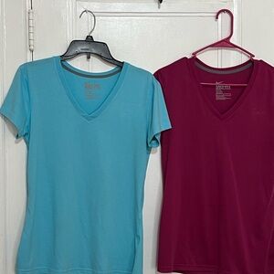 Nike Women's V-Neck Tops - Blue and Maroon
